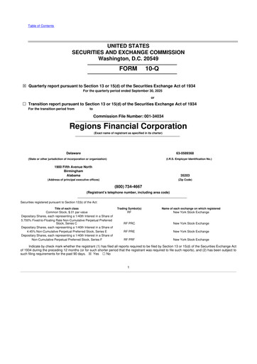 Thumbnail Regions Financial
 10-Q Quarterly Report FY2025 