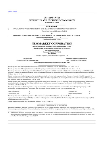 Thumbnail NewMarket Corp 10-K Annual Report 2014