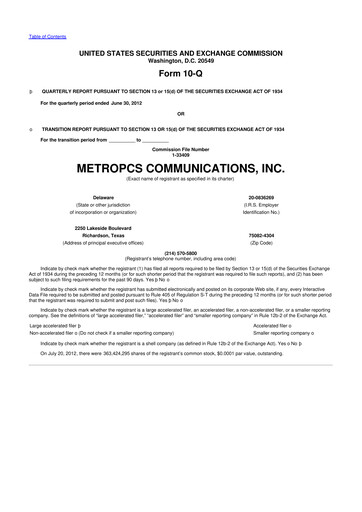 Thumbnail T-Mobile US 10-Q Quarterly Report FY2012 