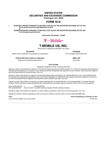 Thumbnail T-Mobile US 10-Q Quarterly Report FY2015 