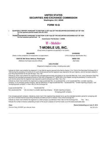 Thumbnail T-Mobile US 10-Q Quarterly Report FY2018 
