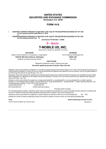 Thumbnail T-Mobile US 10-Q Quarterly Report FY2019 