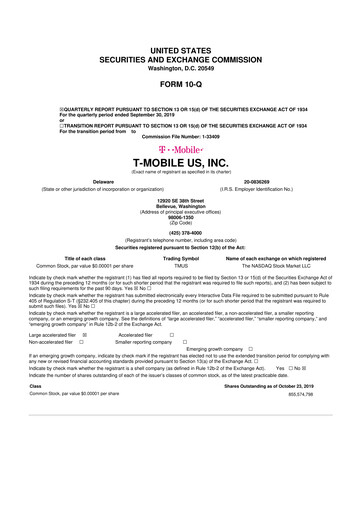 Thumbnail T-Mobile US 10-Q Quarterly Report FY2019 
