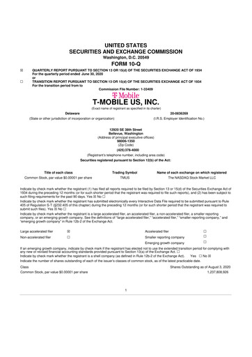 Thumbnail T-Mobile US 10-Q Quarterly Report FY2020 