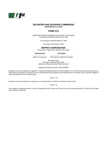 Thumbnail UniFirst 10-Q Quarterly Report FY 