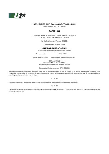 Thumbnail UniFirst 10-Q Quarterly Report FY 