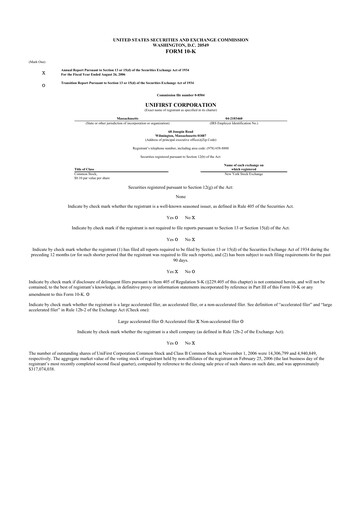 Thumbnail UniFirst 10-K Annual Report 