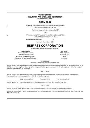 Thumbnail UniFirst 10-Q Quarterly Report FY 