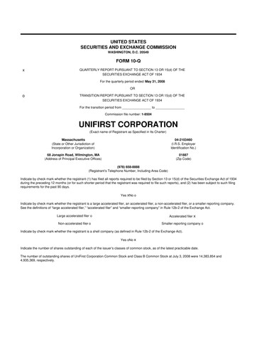 Thumbnail UniFirst 10-Q Quarterly Report FY 