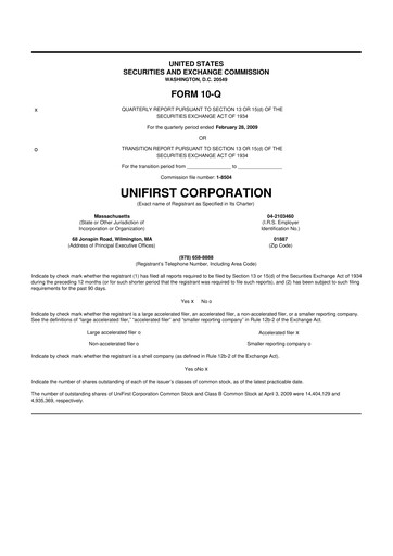 Thumbnail UniFirst 10-Q Quarterly Report FY 
