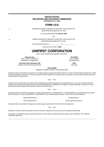 Thumbnail UniFirst 10-Q Quarterly Report FY 