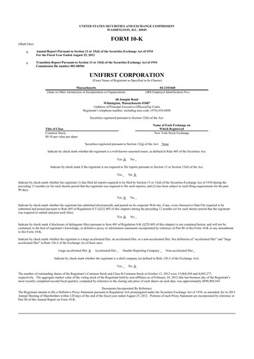 Thumbnail UniFirst 10-K Annual Report 2012