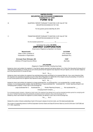 Thumbnail UniFirst 10-Q Quarterly Report FY2018 