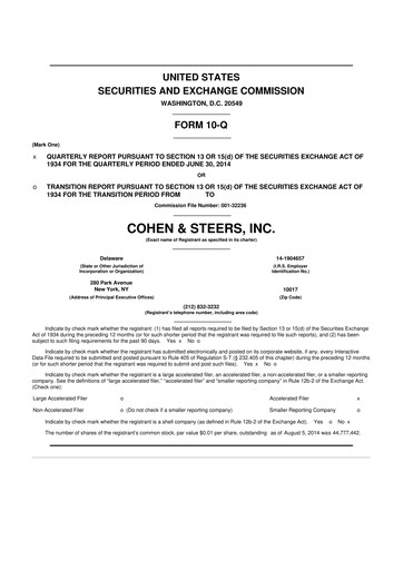 Thumbnail Cohen & Steers 10-Q Quarterly Report FY2014 