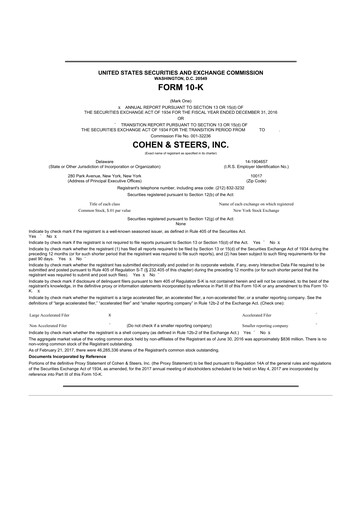 Thumbnail Cohen & Steers 10-K Annual Report 2016