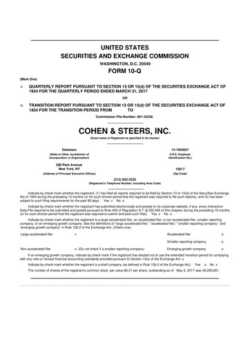 Thumbnail Cohen & Steers 10-Q Quarterly Report FY2017 