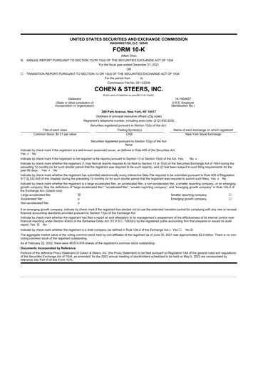 Thumbnail Cohen & Steers 10-K Annual Report 2021