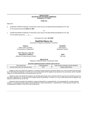 Miniature ClearPoint Neuro 10-Q Rapport trimestriel 2023 