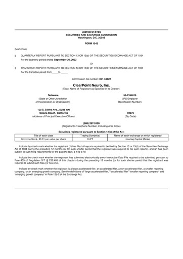Miniature ClearPoint Neuro 10-Q Rapport trimestriel 2023 