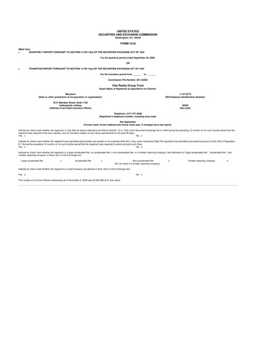 Thumbnail Kite Realty 10-Q Quarterly Report FY 