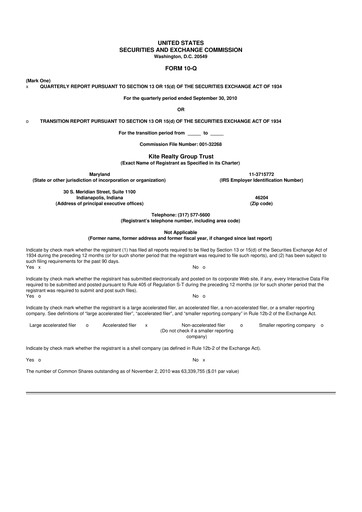 Thumbnail Kite Realty 10-Q Quarterly Report FY 