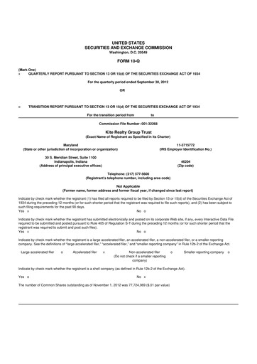 Thumbnail Kite Realty 10-Q Quarterly Report FY2012 