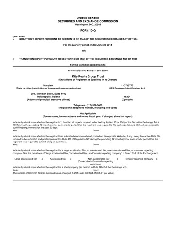Thumbnail Kite Realty 10-Q Quarterly Report FY2014 