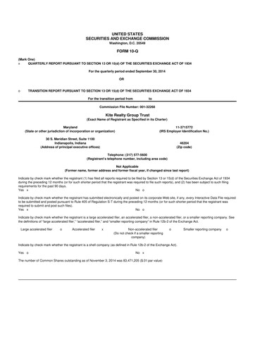 Thumbnail Kite Realty 10-Q Quarterly Report FY2014 