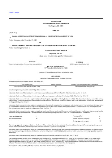 Thumbnail LegalZoom 10-K Annual Report 2021