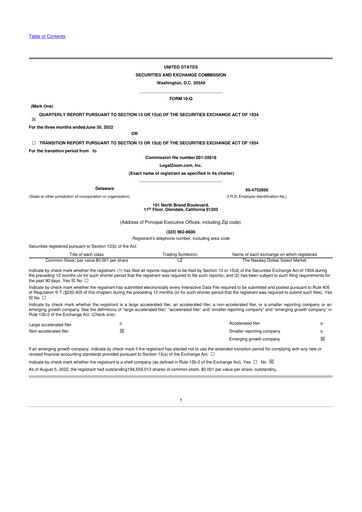Vorschaubild LegalZoom 10-Q Quartalsbericht 2022 