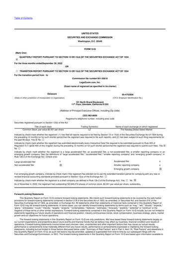 Vorschaubild LegalZoom 10-Q Quartalsbericht 2022 