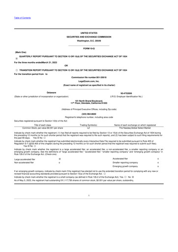 Vorschaubild LegalZoom 10-Q Quartalsbericht 2023 