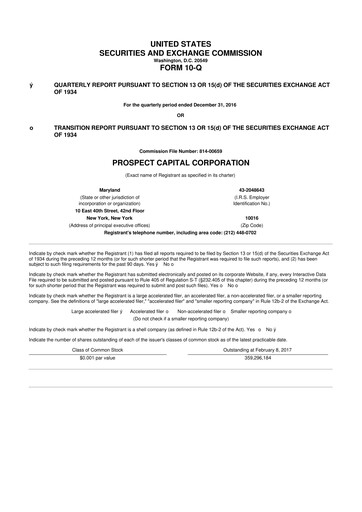 Thumbnail Prospect Capital 10-Q Quarterly Report FY 