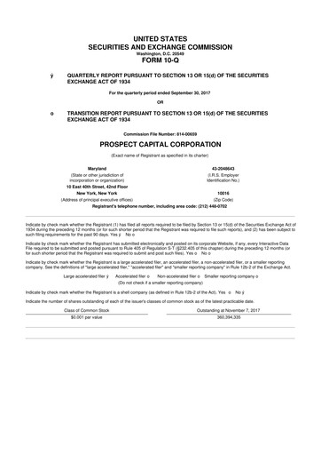 Thumbnail Prospect Capital 10-Q Quarterly Report FY 