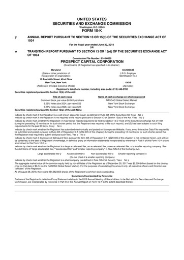 Miniature Prospect Capital 10-K Rapport annuel 