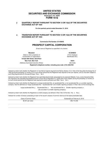 Thumbnail Prospect Capital 10-Q Quarterly Report FY 