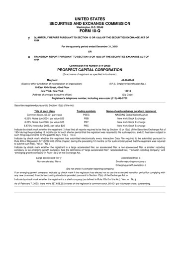 Thumbnail Prospect Capital 10-Q Quarterly Report FY 