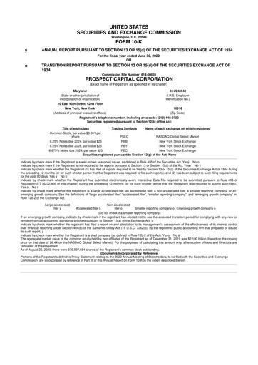 Miniature Prospect Capital 10-K Rapport annuel 