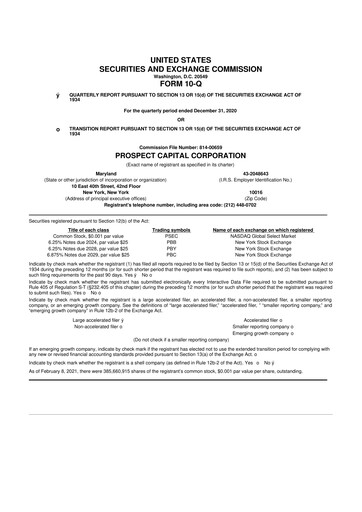 Thumbnail Prospect Capital 10-Q Quarterly Report FY 