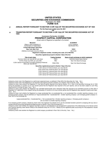 Miniature Prospect Capital 10-K Rapport annuel 