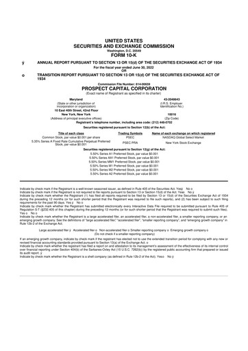 Miniature Prospect Capital 10-K Rapport annuel 