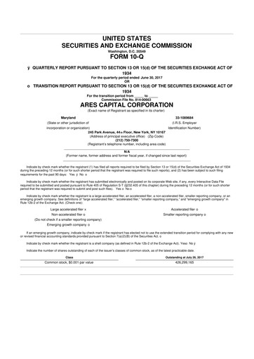 Thumbnail Ares Capital
 10-Q Quarterly Report FY 