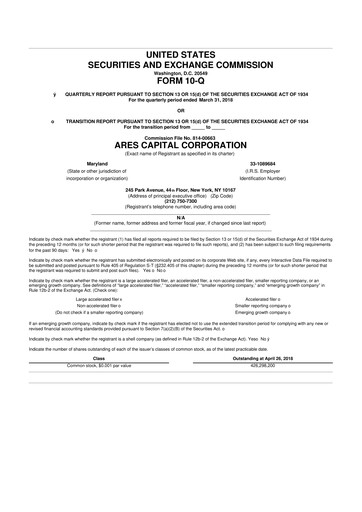 Thumbnail Ares Capital
 10-Q Quarterly Report FY 