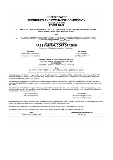 Thumbnail Ares Capital
 10-Q Quarterly Report FY 