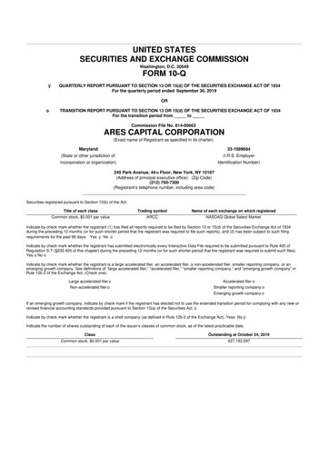 Thumbnail Ares Capital
 10-Q Quarterly Report FY 