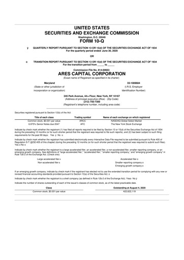 Thumbnail Ares Capital
 10-Q Quarterly Report FY 