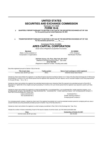 Thumbnail Ares Capital
 10-Q Quarterly Report FY 