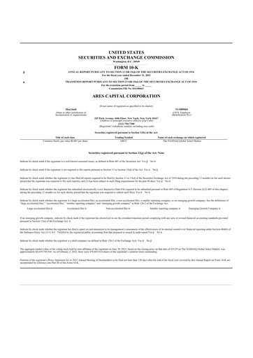 Thumbnail Ares Capital
 10-K Annual Report 