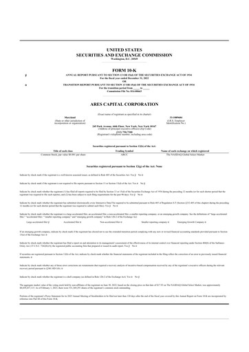 Thumbnail Ares Capital
 10-K Annual Report 2022