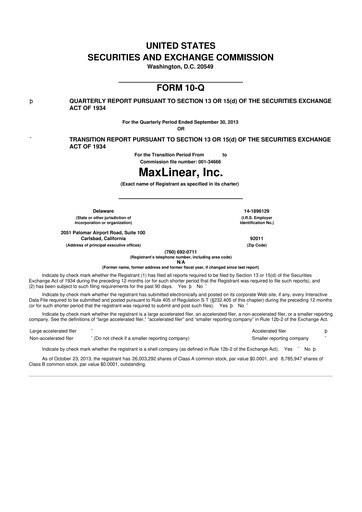 Thumbnail MaxLinear 10-Q Quarterly Report FY2013 